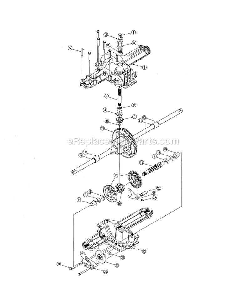Transmission Assembly Diagram and Parts List for  Yard Man Lawn Tractor